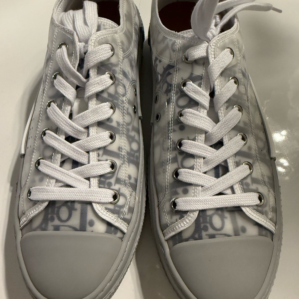 Dior Monogram White and Gray Sneakers